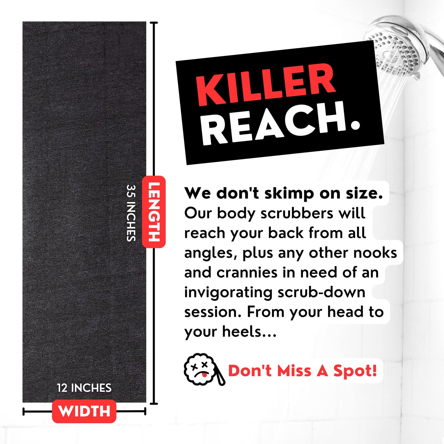 Extra Rough Exfoliating Washcloth - Extreme Body & Back Scrubber for Shower, Extra Long, Hygienic Exfoliator Wash Cloth, Men Or Women, 2 Count Pack, 1