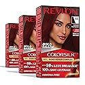 Revlon ColorSilk with Bond Repair Complex, Permanent Hair Color, 100% Gray Coverage, Ammonia Free Dye, Vegan Keratin, 56 Radiant Raspberry, 3 pack