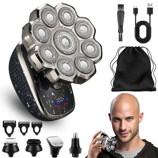 9.0 Ultra Shaver, Head Shavers for Bald Men, 6-in-1 Electric Razor - Led Display Rechargeable Head Shaving Kit with USB-C Fast Charge, IPX7 Waterproof Beauty and Personal Care tarcegta