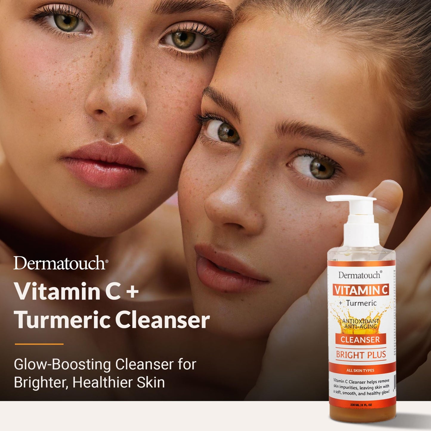 DERMATOUCH® Vitamin C Cleanser Water with Turmeric, Gentle Foaming Facial Cleanser for Daily Use, Helps Remove Impurities, All Skin Types, Made in