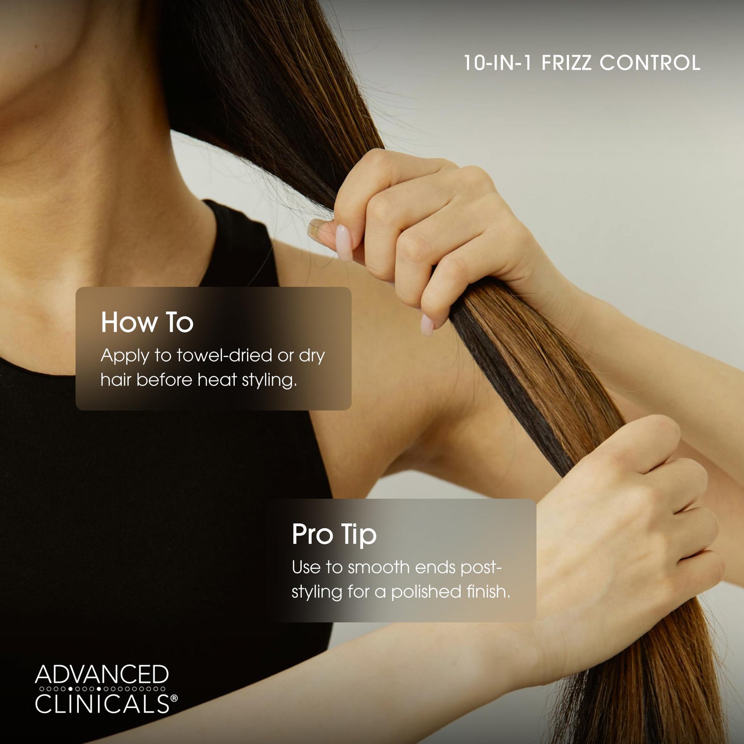 Advanced Clinicals 10-in-1 Anti-Frizz Hydrating Heat Protectant Hair Cream Coconut & Bamboo Strengthen, Detangle & Smooth Dry, Damaged Hair DEA