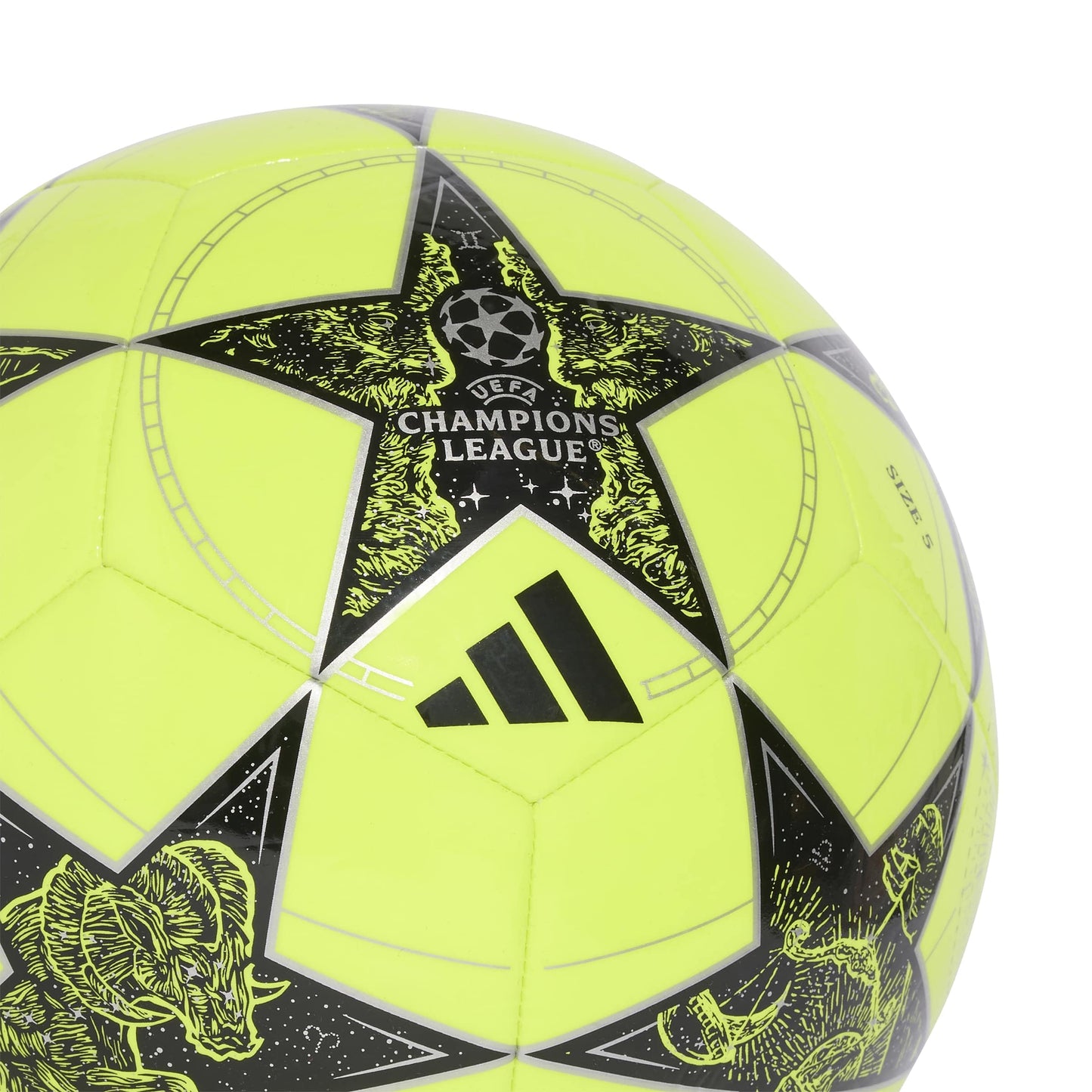 Adidas Unisex-Adult UEFA Champions League Club Soccer Ball, Solar Yellow/Black/Silver Metallic, 5