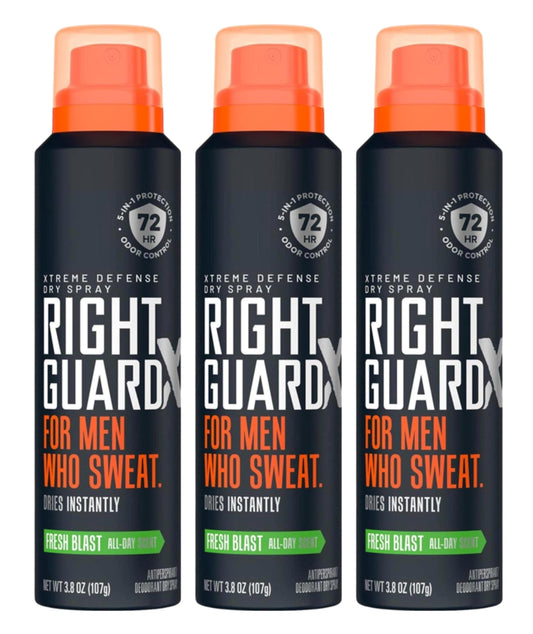 Right Guard Xtreme Defense Dry Spray Fresh Blast 3.8 Ounce Men (Pack of 3) Beauty and Personal Care Right Guard