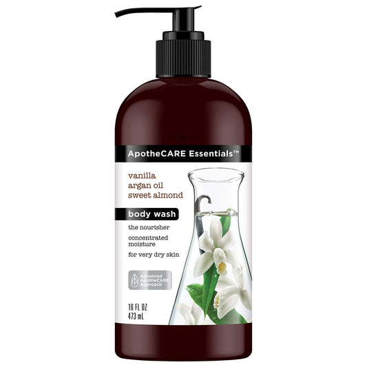 ApotheCARE Essentials The Nourisher Body Wash, Vanilla, Argan Oil, Sweet Almond, 16 oz