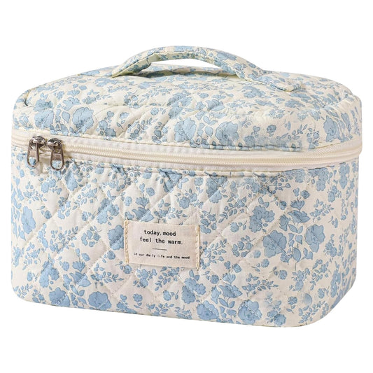 Large Makeup Bag – Floral Coquette Aesthetic Cosmetic Pouch for Women & Girls, Cute Travel Toiletry Organizer Bag (BDLH)