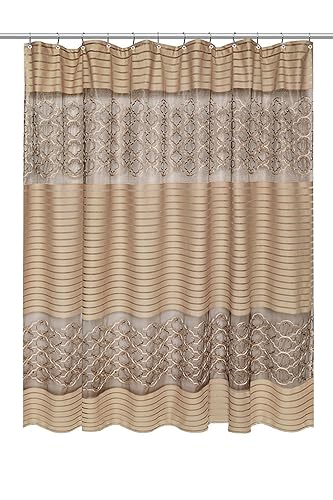 Popular Bath Shower Curtain, Spindle Collection, 70" x 72", Gold