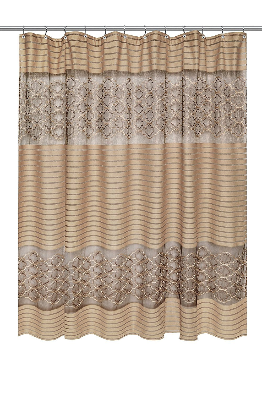 Popular Bath Shower Curtain, Spindle Collection, 70" x 72", Gold