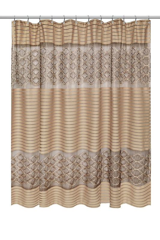 Popular Bath Shower Curtain, Spindle Collection, 70" x 72", Gold