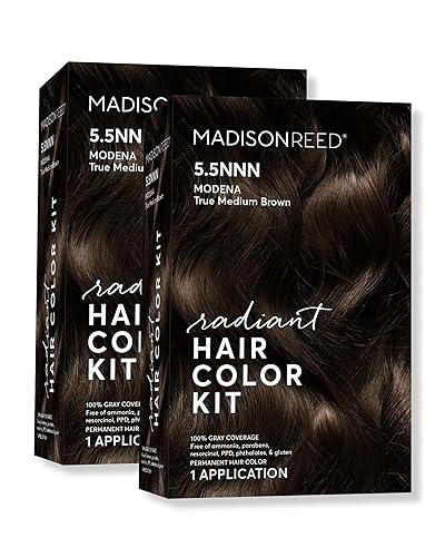 Madison Reed Radiant Hair Color Kit - 5.5NNN Dark Brown with Warm Golden Tones (Modena Brown), 100% Gray Hair Coverage Permanent Hair Dye
