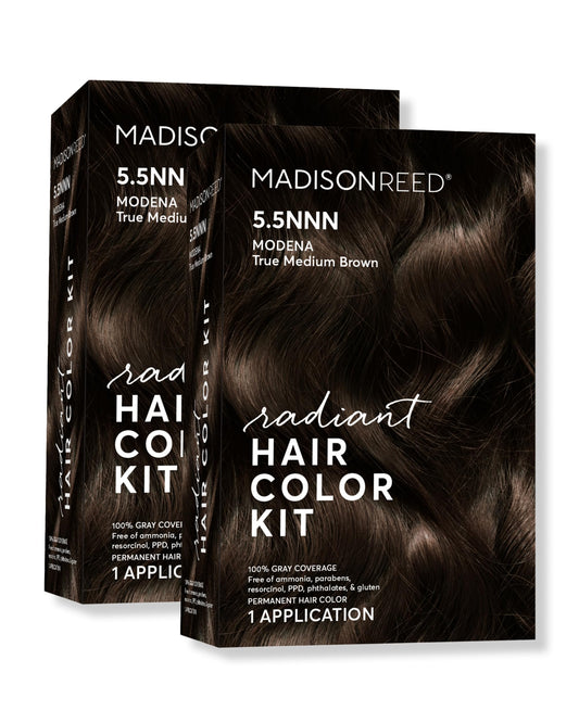 Madison Reed Radiant Hair Color Kit - 5.5NNN Dark Brown with Warm Golden Tones (Modena Brown), 100% Gray Hair Coverage Permanent Hair Dye