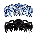 Prettyou 5.5 Inches Large Crystal Plastic Hair Claw Banana Clips for Thick Hair Women,pack of 2 (Set1)