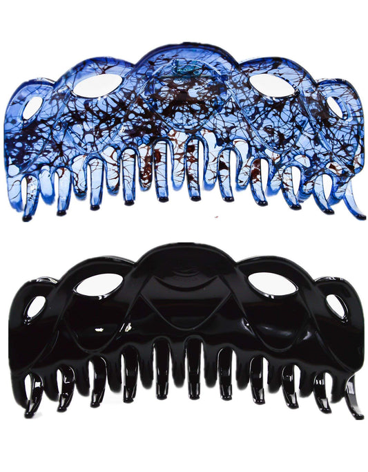 Prettyou 5.5 Inches Large Crystal Plastic Hair Claw Banana Clips for Thick Hair Women,pack of 2 (Set1)