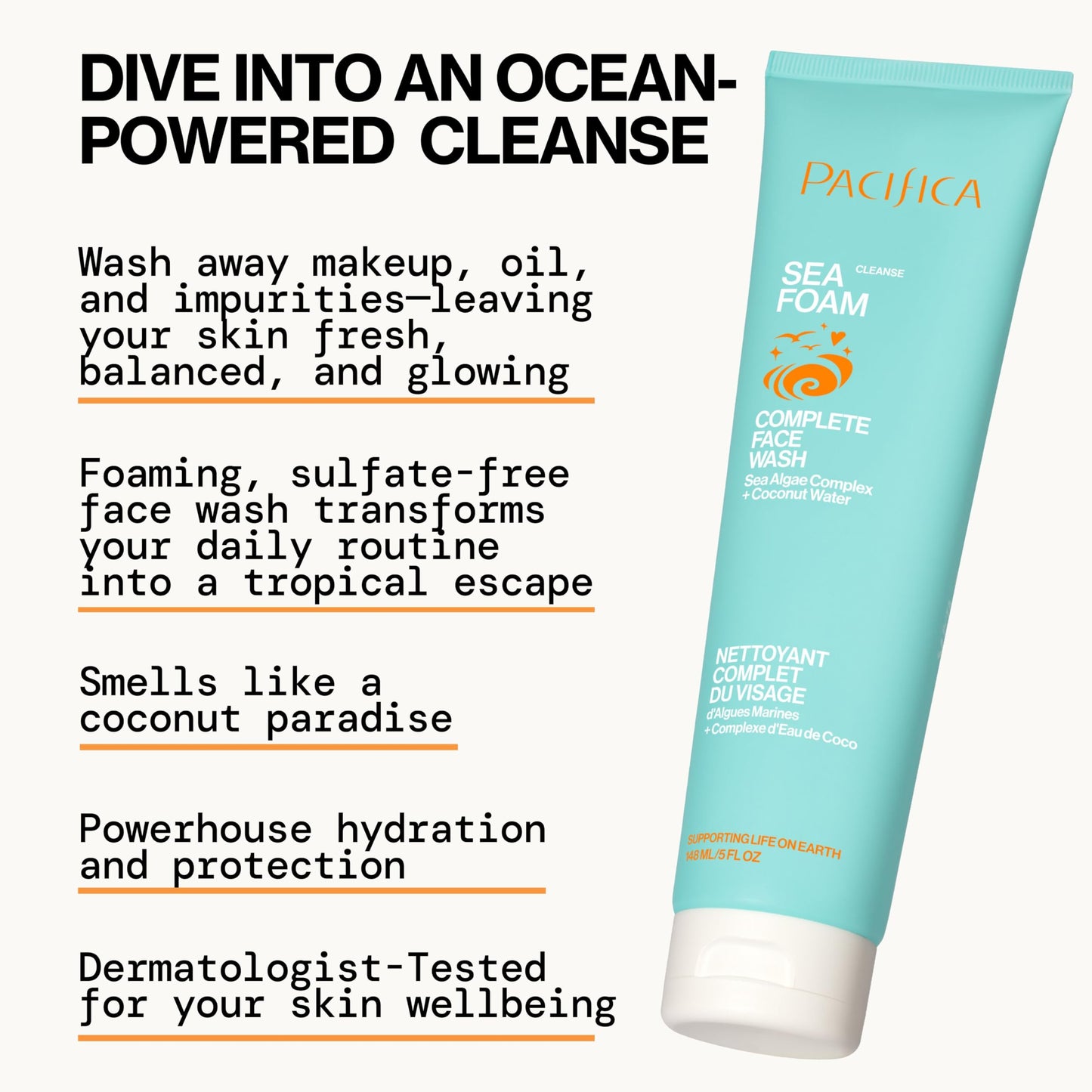 Pacifica Face Wash - Sea Foam Mini Travel Size, Skincare, Daily Gentle Foaming Cleanser, Makeup Remover, Face Cleanser, Skin Care, For Combination