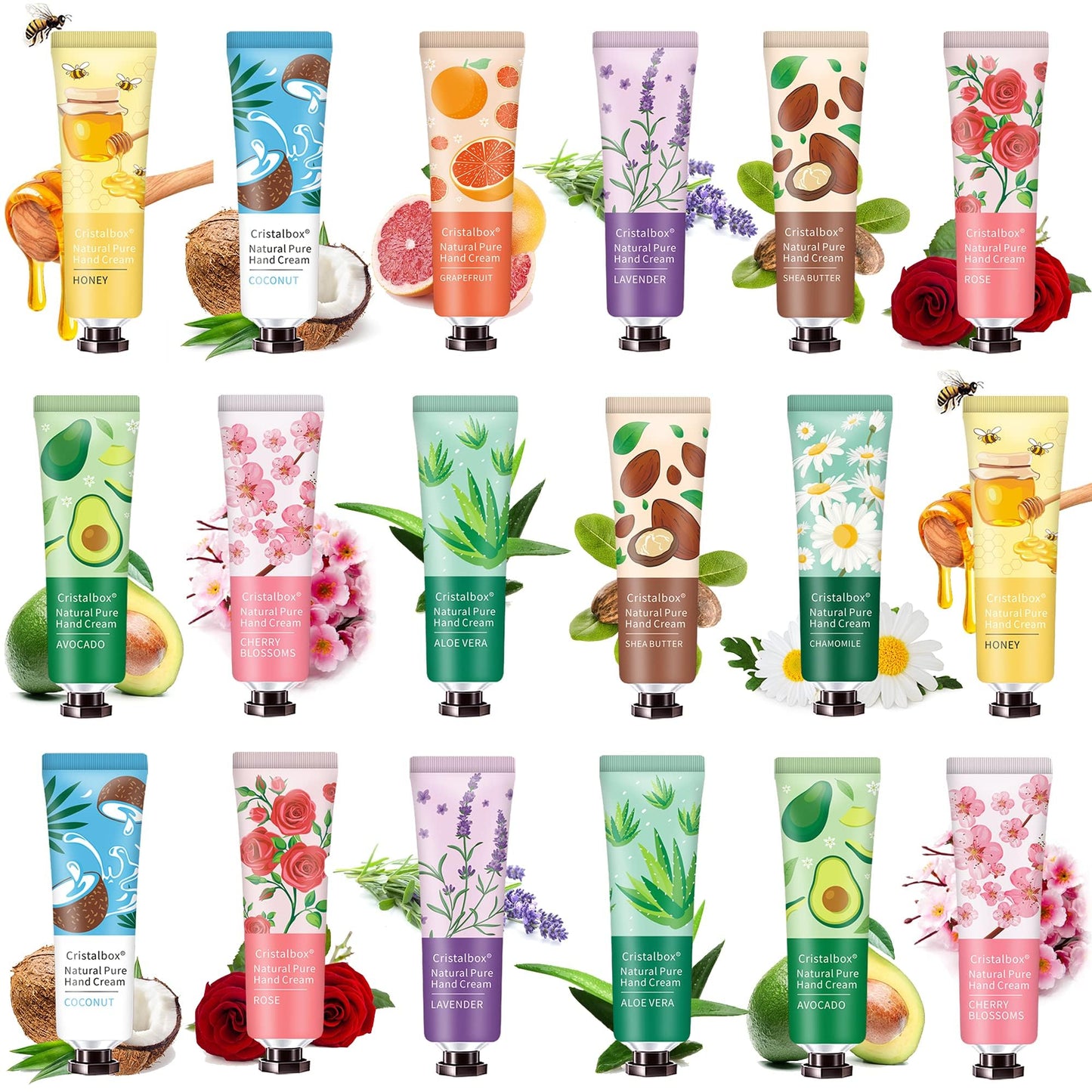 CRISTALBOX 18 Pack Hand Cream Gift for Women,Stocking Stuffers for Women,Teen Girls,Christmas Gifts Bulk Gifts,Small Gifts,Mini Moisturizing Hand