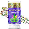 Mardi Gras Glitter Gel Stick, Color-Changing in Different Lighting, for Body, Face & Hair (Mardi Gras)