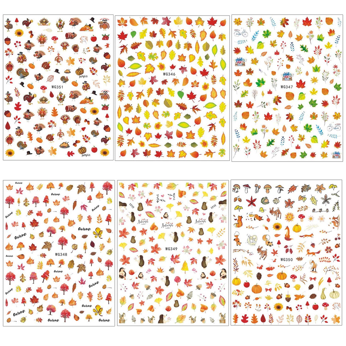 Adurself 1000+ Patterns Halloween and Autumn Fall Nail Art Decals Pumpkin Maple Leaves Nail Self-Adhesive Stickers Spider Web Bat for Women Girls Nail
