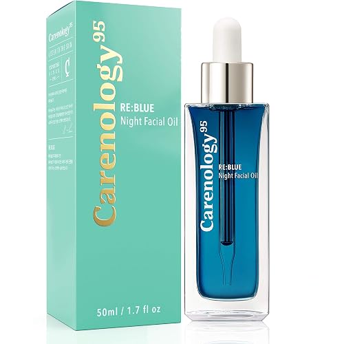 100% Pure Blue Tansy Korean Skincare Carenology Essential Facial Oil Overnight facial Repair for Acne Spot and Scar Treatment, Non-Greasy