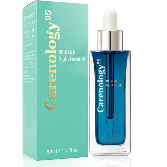 100% Pure Blue Tansy Korean Skincare Carenology Essential Facial Oil Overnight facial Repair for Acne Spot and Scar Treatment, Non-Greasy