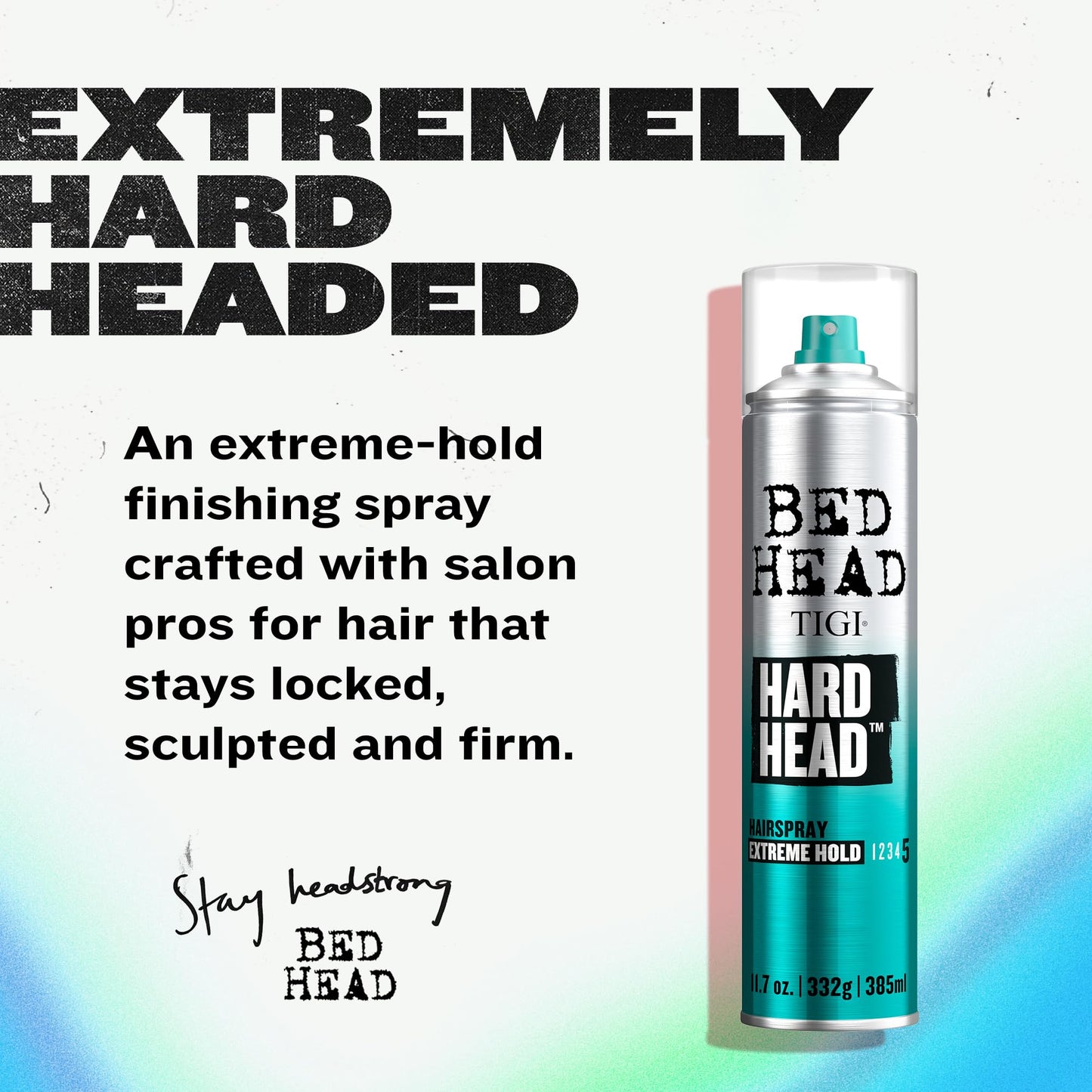TIGI Bed Head Hard Head Hairspray 2-Pack - Extreme Hold Hairspray, Dries Instantly, Adds Shine, Vibrant Apple Scent, 11.7 Oz Ea