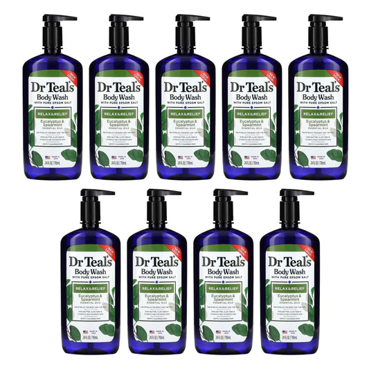 Dr Teal's Body Wash, Relax & Relief with Eucalyptus & Spearmint 24 oz (Pack of 9) Beauty & Personal Care Dr Teal's