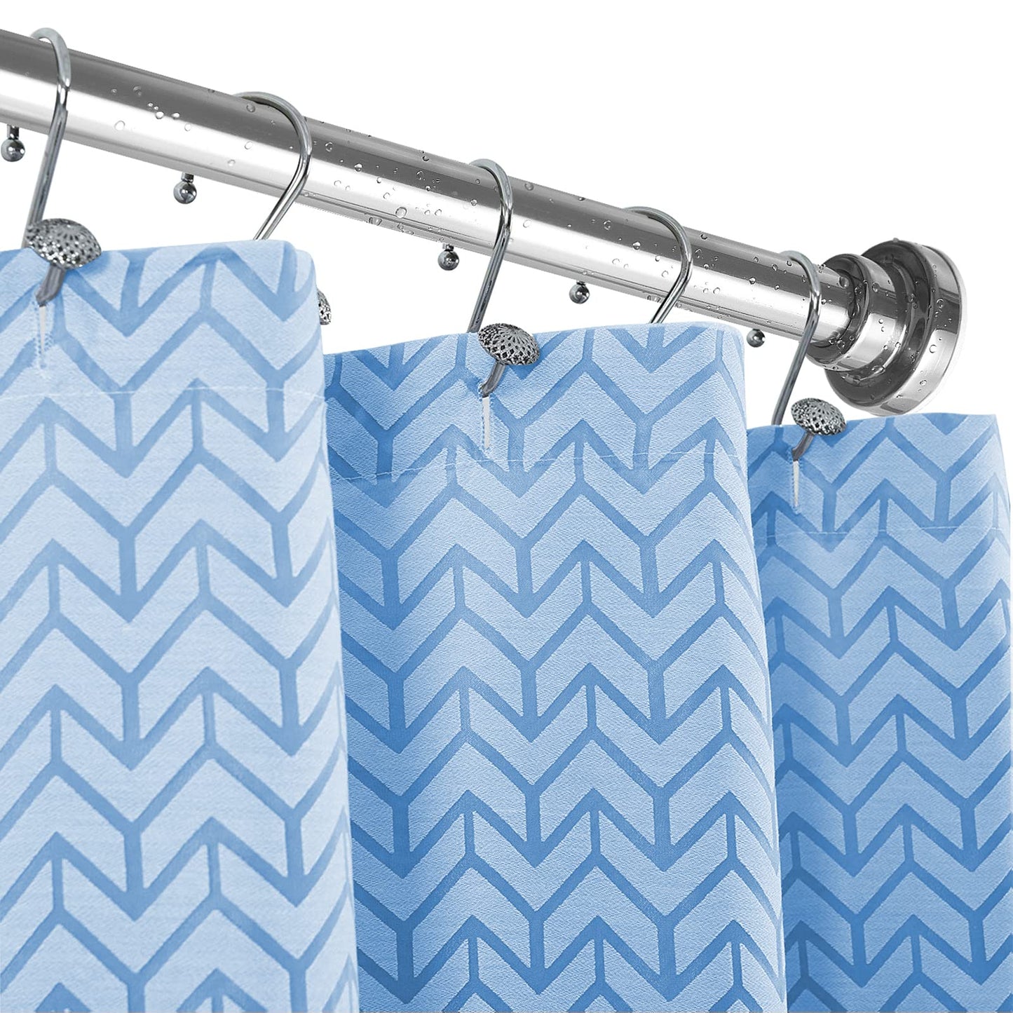 Ausemku Shower Curtain Rod, 26-76 Inch Adjustable Stainless Steel Tension Rod, Rustproof & Non-Slip, No-Drill for Bathroom & Kitchen, Silver