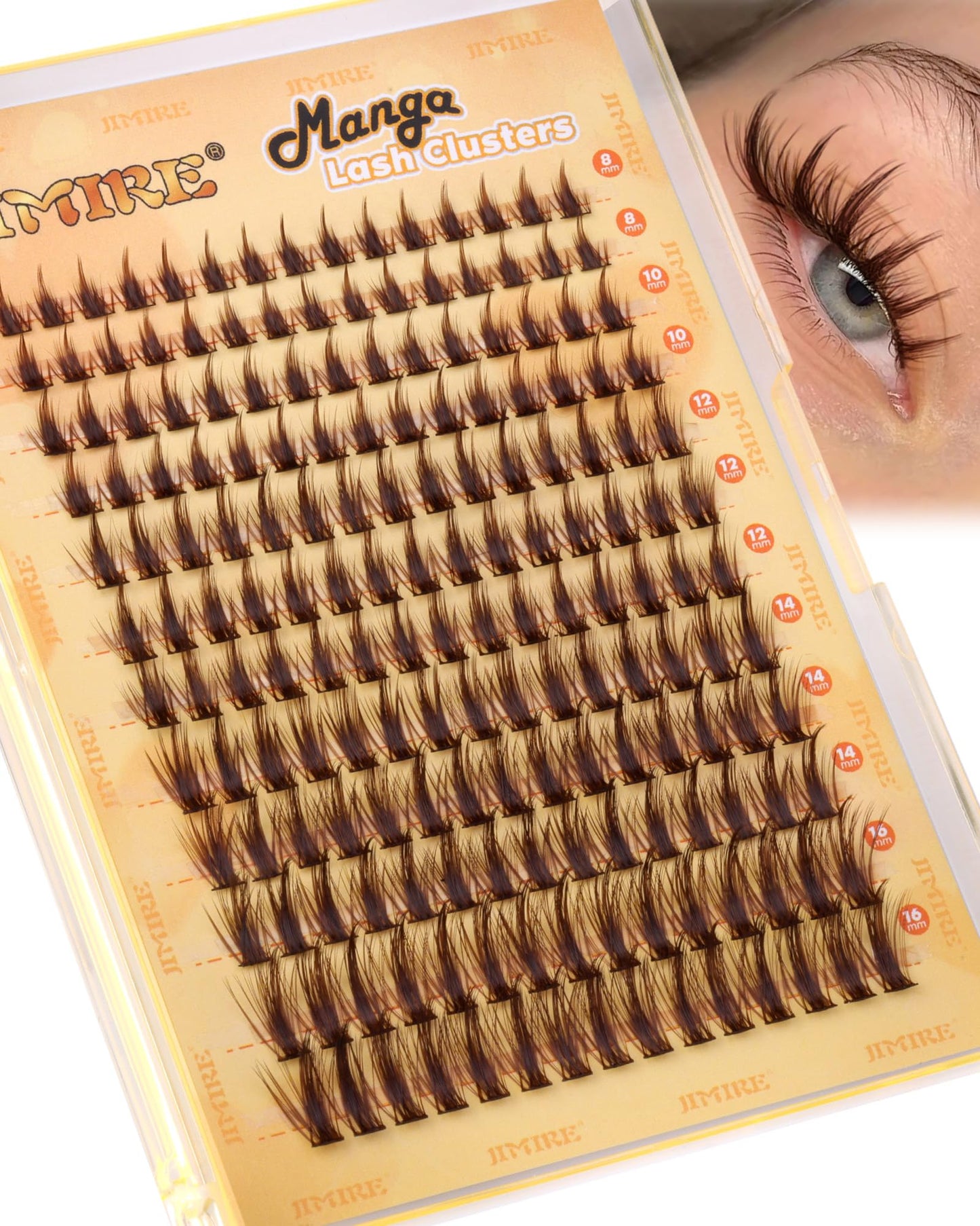 Brown Lash Clusters Wispy D Curly Manga Lashes Clusters Natural Look 8-16MM Natural Cluster Eyelash Extensions Wispy 180Pcs Brown Anime Lashes Beauty and Personal Care JIMIRE Default Title