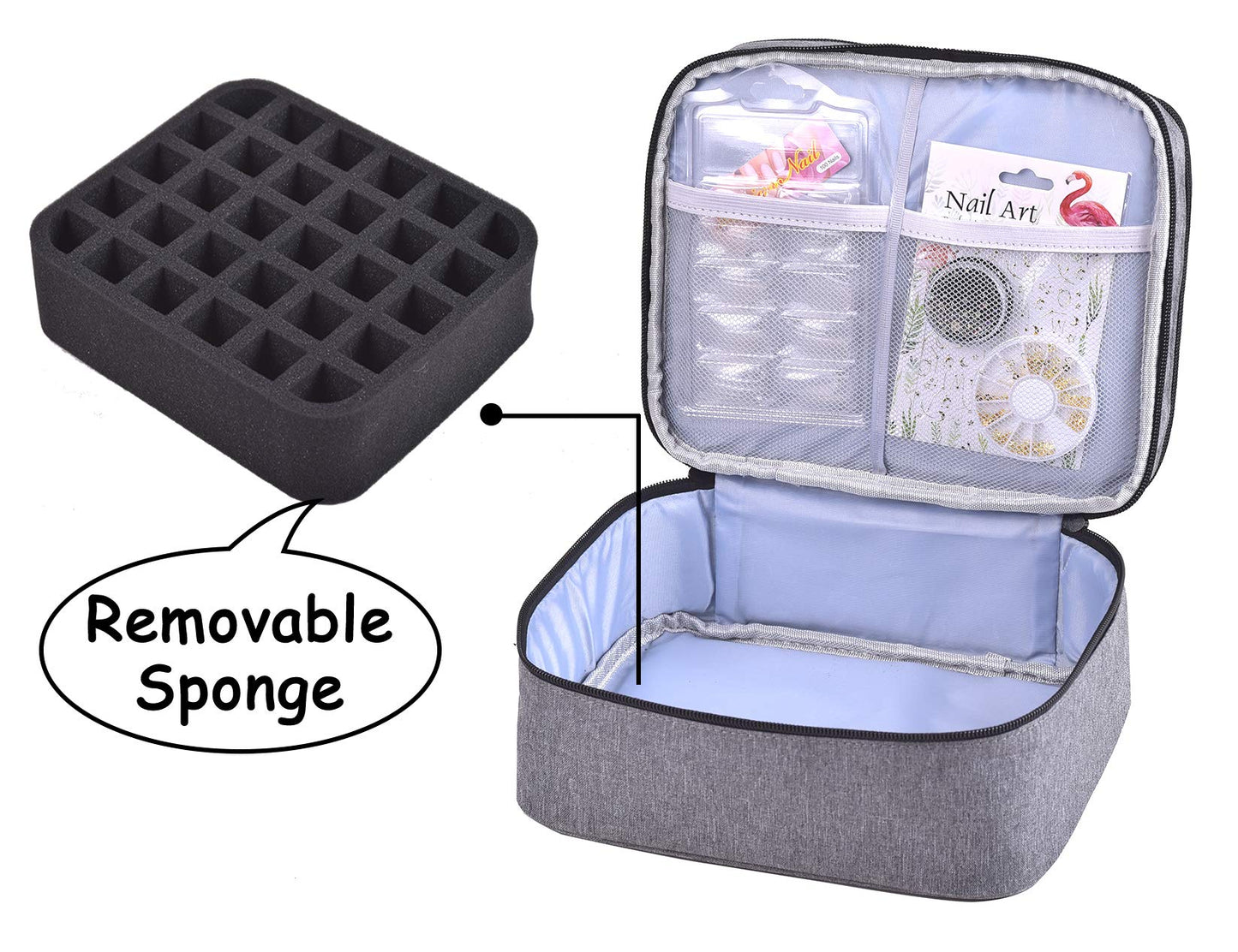 ZFZGFRCS Nail Polish Organizer- Holds 30 Bottles Nail Supply Organizers and Storage Double-layer Nail Bag Organzier Case Nail varnish Organizer Nail