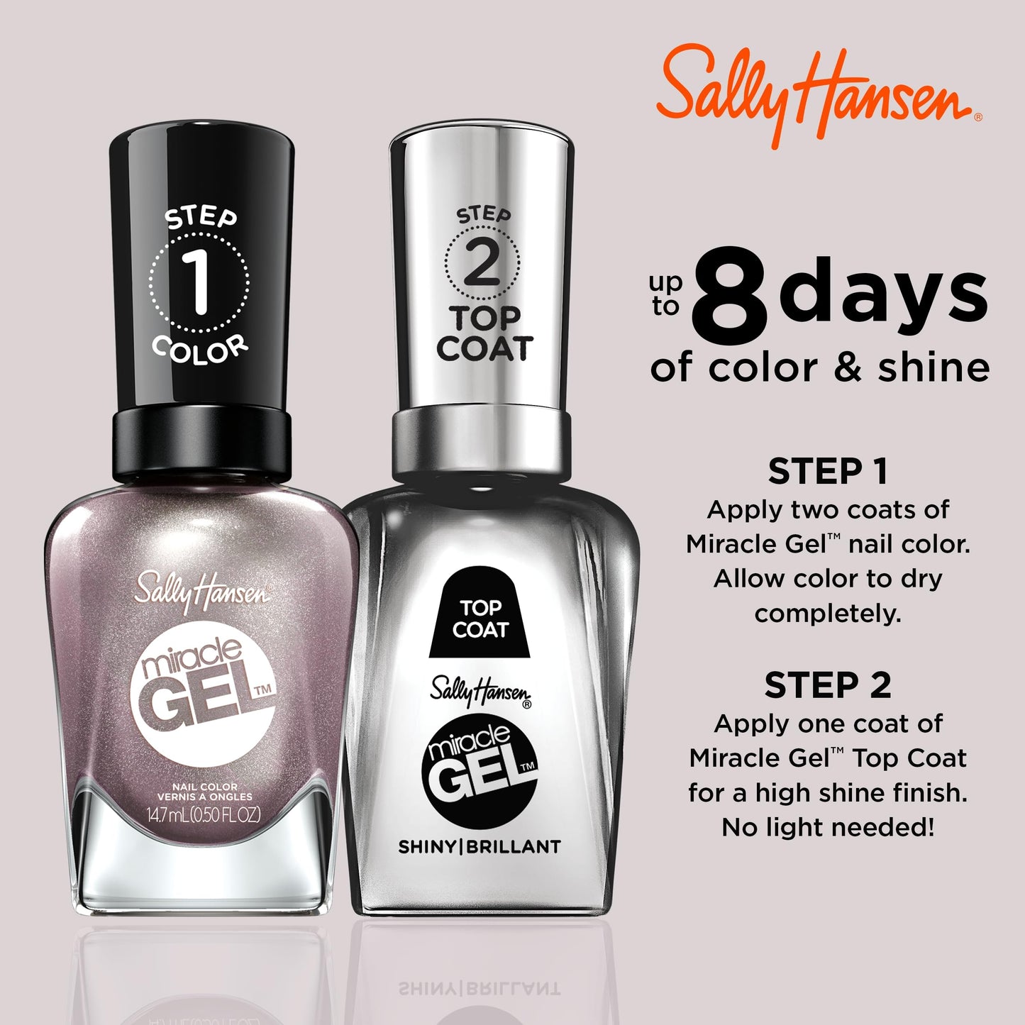 Sally Hansen Miracle Gel Salon Quality Nail Polish | Gel-Like Formula, Two-Step System, No UV Light Needed, Long Lasting | Opaque, Shimmery | 204 Beauty & Personal Care Sally Hansen