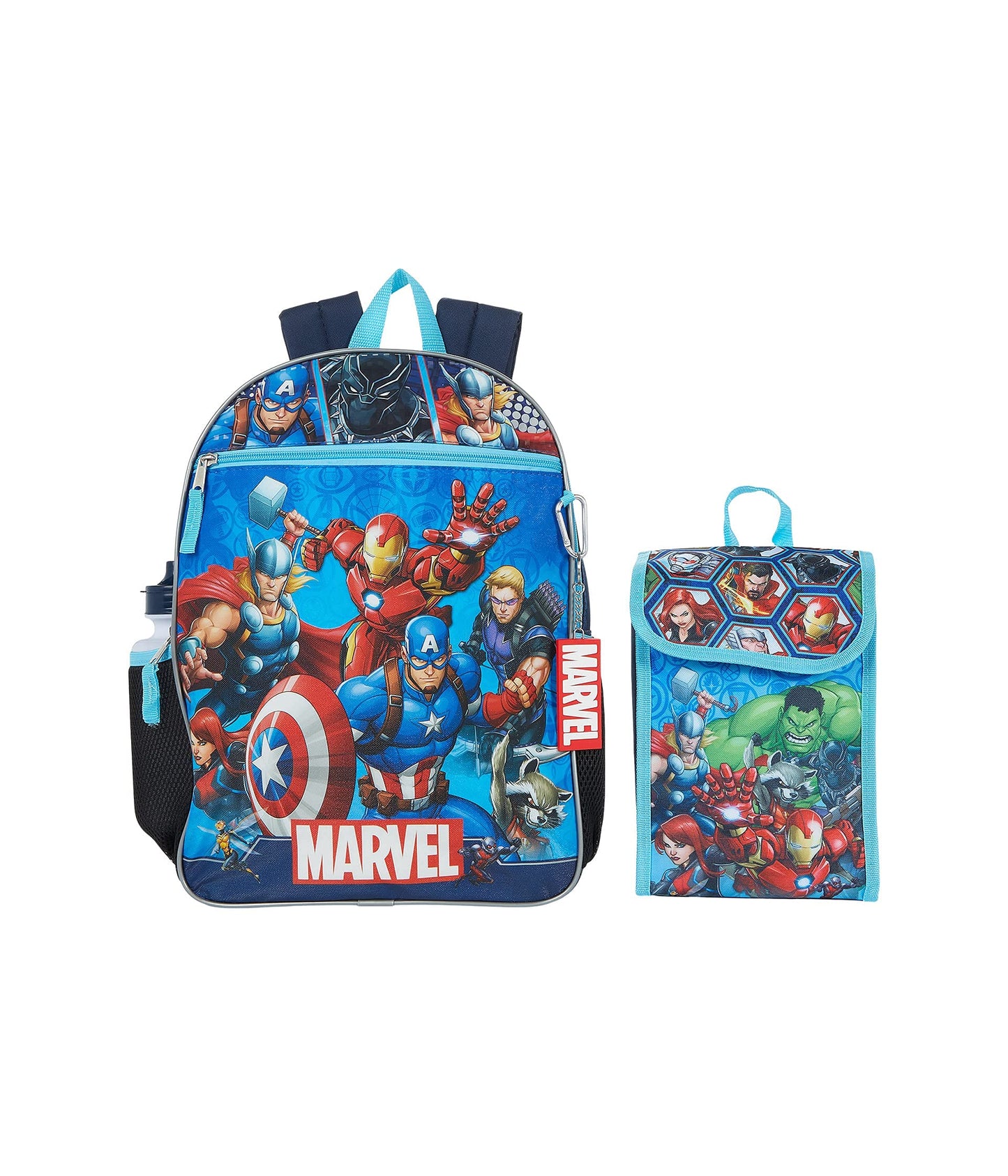 Marvel Backpack Set - 16" Kindergarten Elementary Boys Avengers bookbag with Organizational Pouch - Marvel Avengers Gift Backpack For Kids 4-8