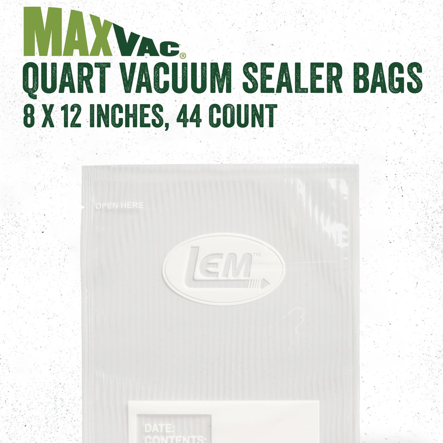 LEM Products MaxVac Quart Vacuum Sealer Bags, 8 x 12 Inches, Compatible with Major Vacuum Sealer Brands, 100 Count