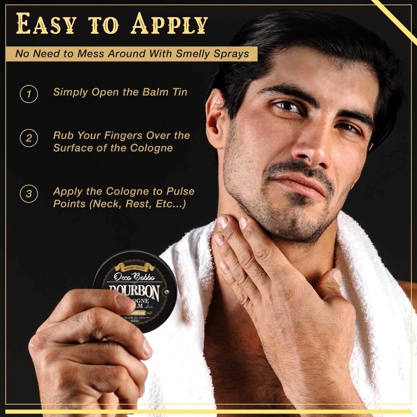 Handy Hound Occo Bobbo Solid Cologne for Men, Bourbon and Sandalwood Scent, .5 Ounce Concentrated Balm, Smooth Woody Oak Barrel Blend