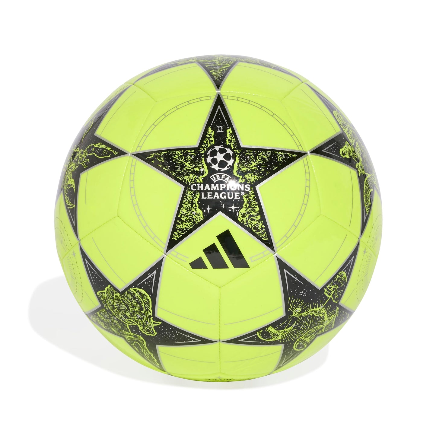 Adidas Unisex-Adult UEFA Champions League Club Soccer Ball, Solar Yellow/Black/Silver Metallic, 5
