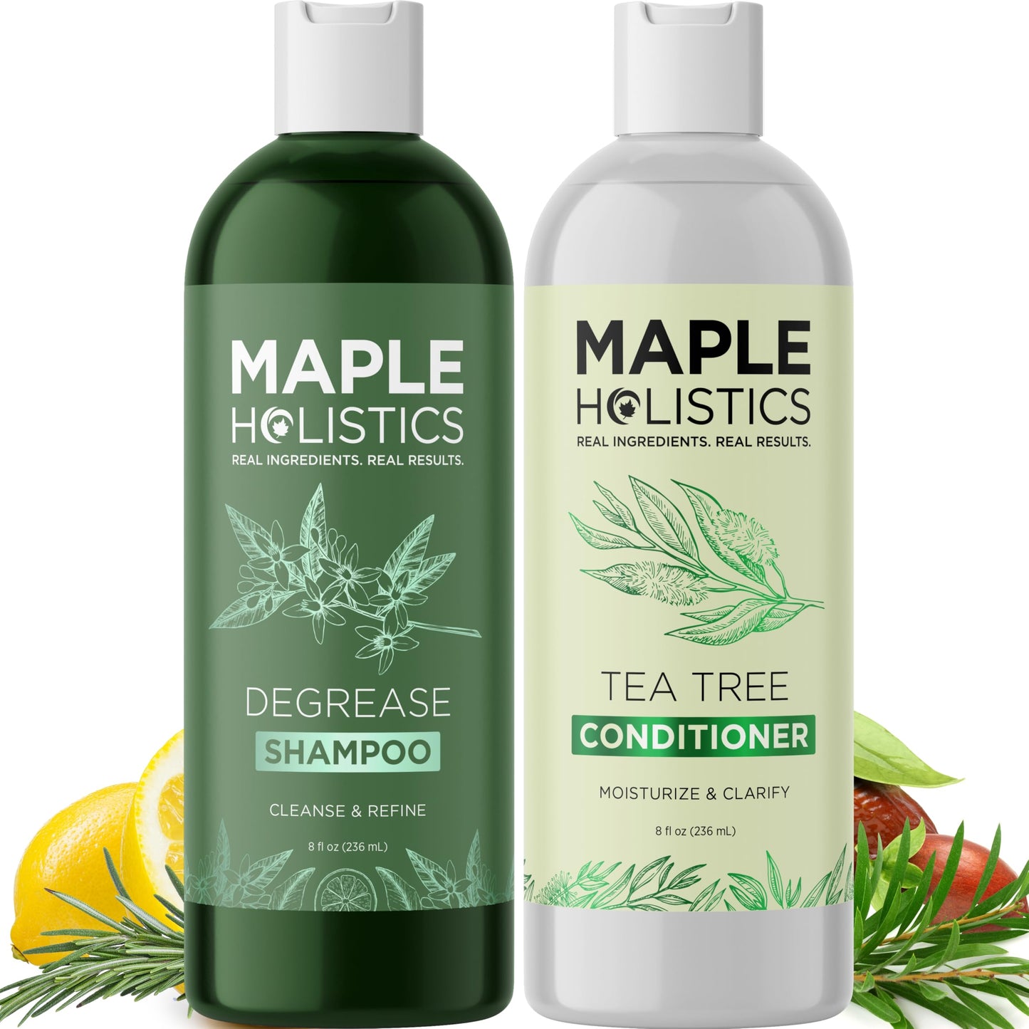 Shampoo and Conditioner for Oily Hair and Scalp - Sulfate and Paraben Free Shampoo and Conditioner Set for Oily Hair Care with Deep Cleansing Tea Tree