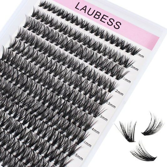 Cluster Lashes 240pcs 20D+40D Mixed Tray DIY Eyelash Extension D Curl Long Individual Lashes Faux Mink Lash Clusters Extensions Black Beauty and Personal Care LAUBESS Default Title