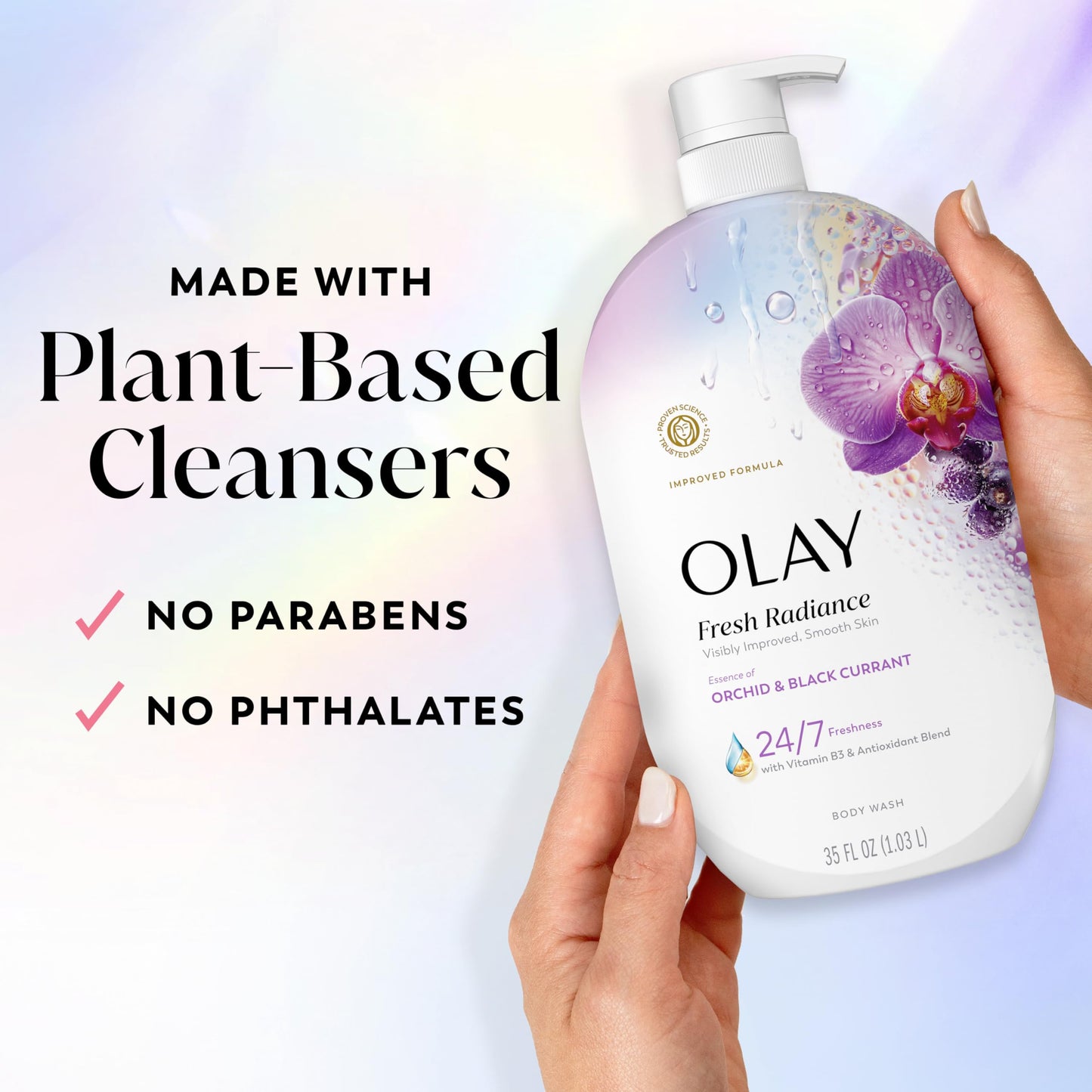 Olay Body Wash for Women, Fresh Radiance, 24/7 Skin-Loving Freshness, Visibly Radiant, Plant Based Cleansers, Vitamin B3 & Antioxidant Blend, For All