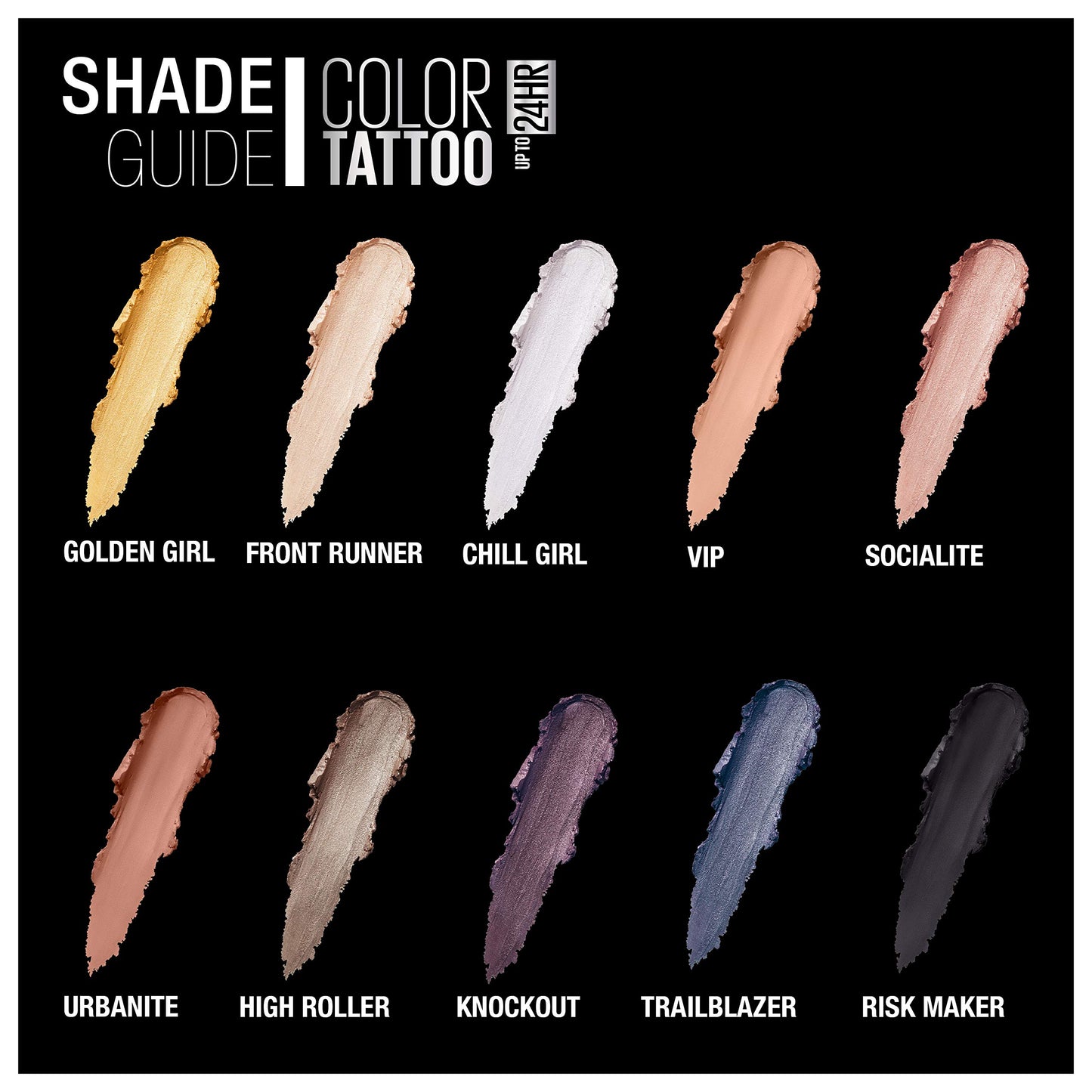 Maybelline New York Color Tattooup to 24Hr Longwear Waterproof Fade Crease Resistant Blendable Cream Eyeshadow Pots Makeup, Golden Girl, 0.14 oz