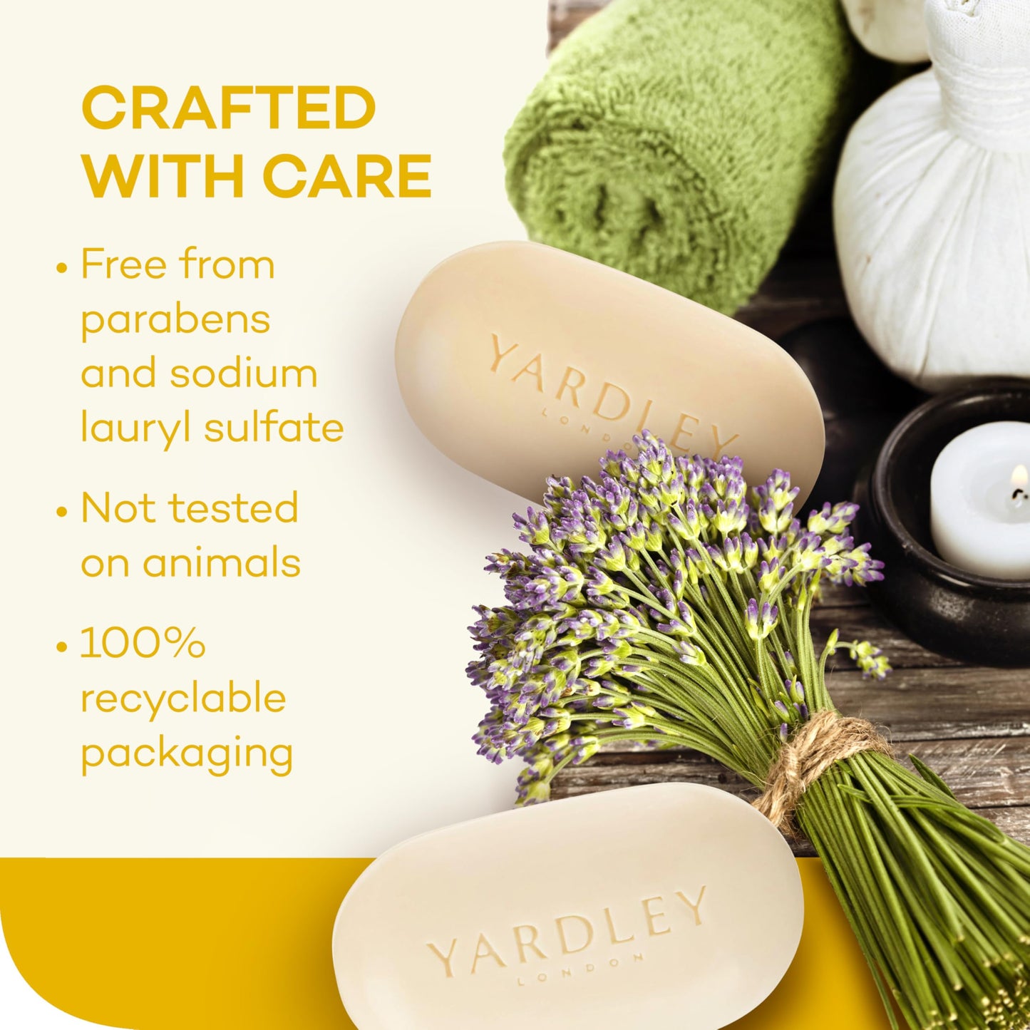 Yardley London Lemon Verbena Naturally Moisturizing Bath Bar, 4 ounce