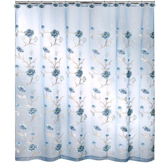 Popular Bath Dublin Rose Collection Shower Curtain Blue