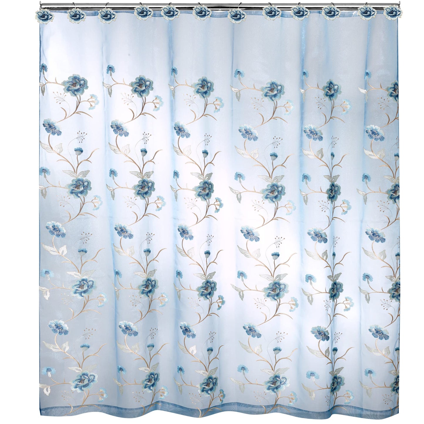 Popular Bath Dublin Rose Collection Shower Curtain Blue