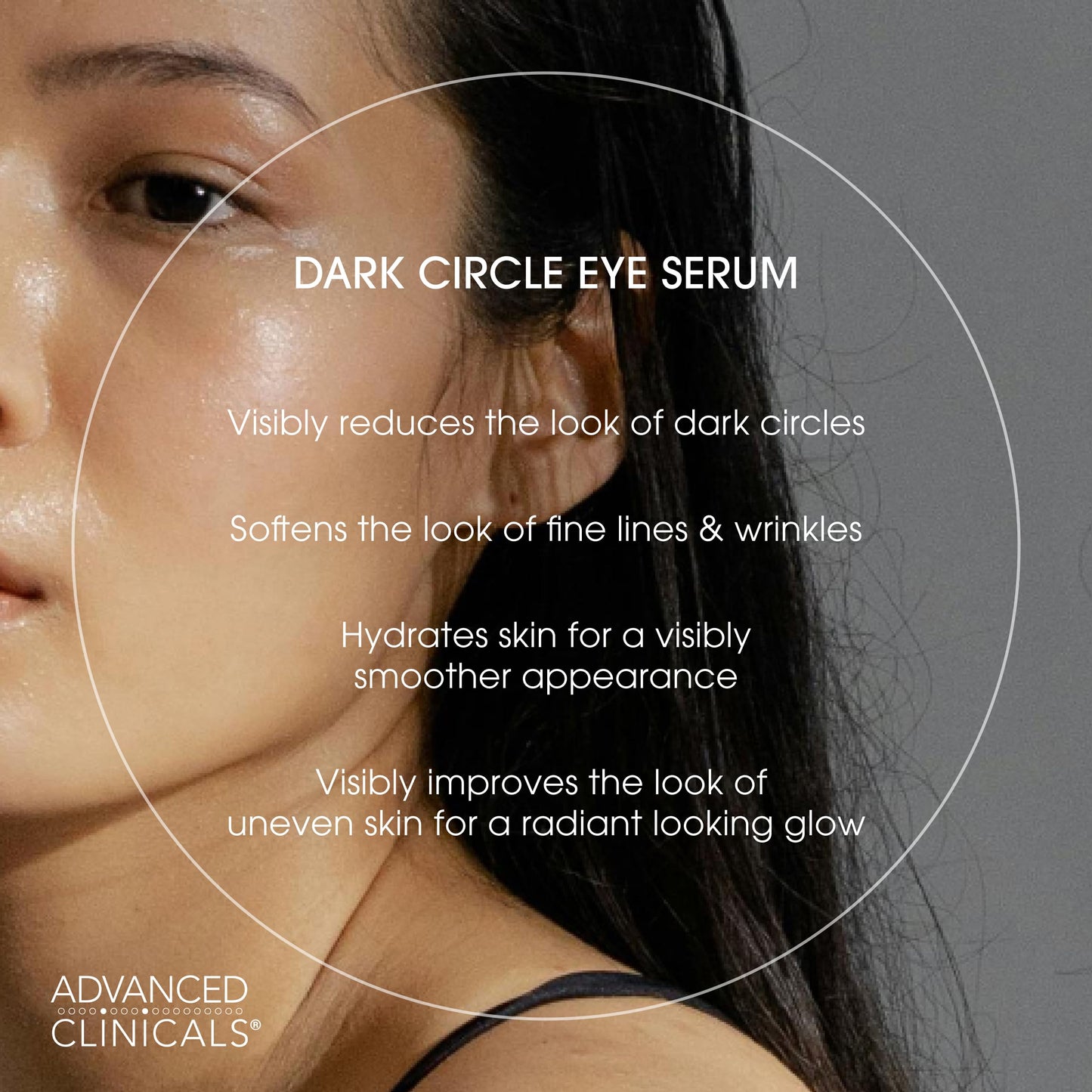 Advanced Clinicals Dark Circle Caffeine Under Eye Serum For Face With Hyaluronic Acid Moisturizer + Peptides | Brightening Vitamin C Serum Helps