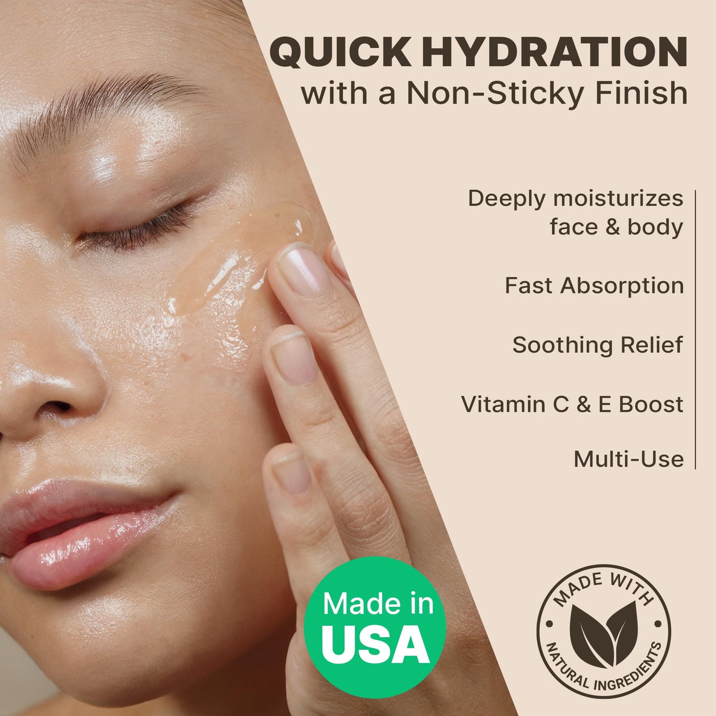 Beauty by Earth Aloe Vera Gel - USA Made with Natural & Organic Ingredients, Pure Aloe Vera Plant Gel for Face Mask, Hair & Skin with Vitamin C & E