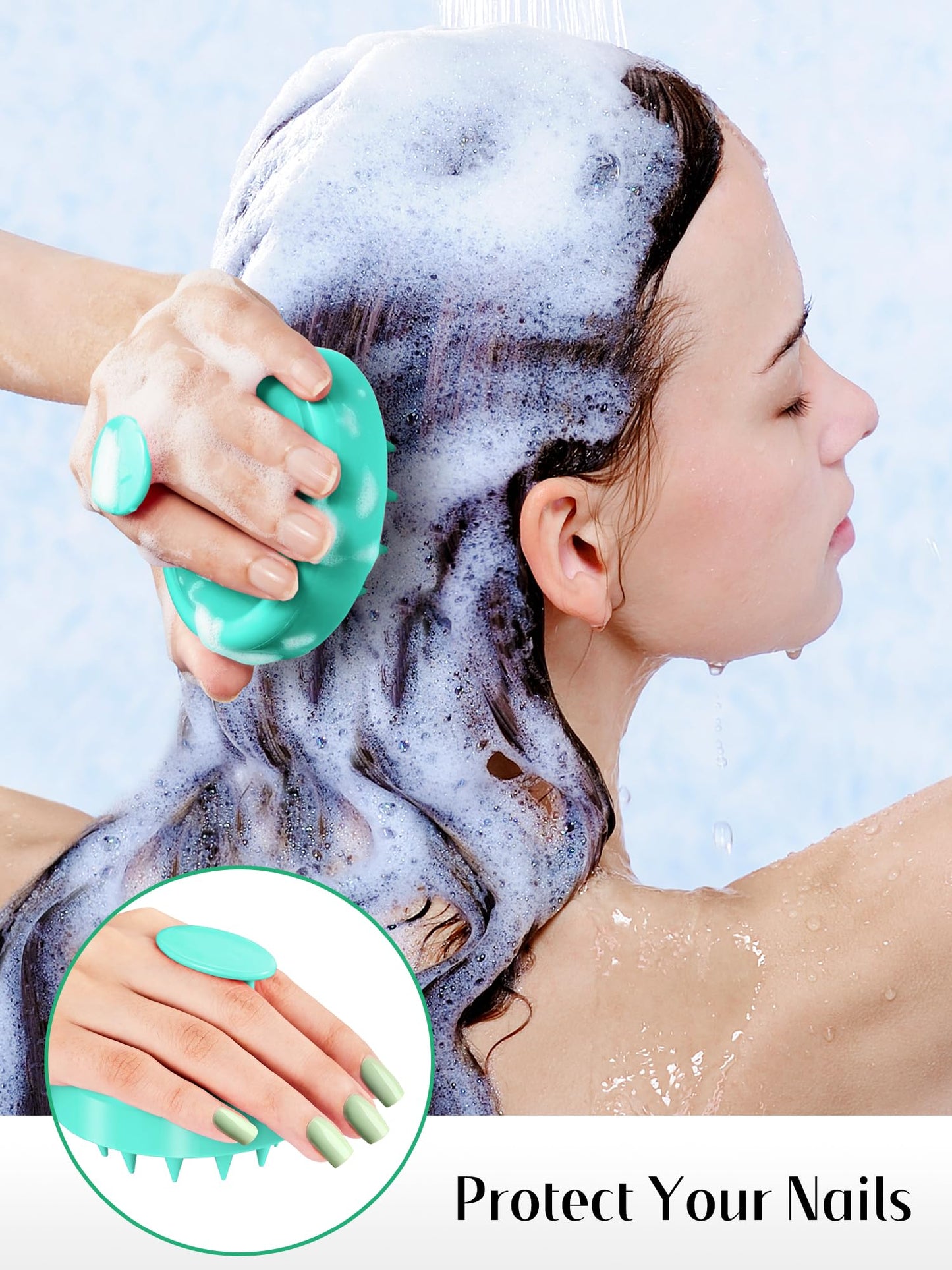 HEETA Scalp Massager Hair Growth 2-Pack, Soft Silicone Scalp Scrubber Shampoo Brush for Exfoliation Dandruff Removal Head Massage Stress Relax, Wet