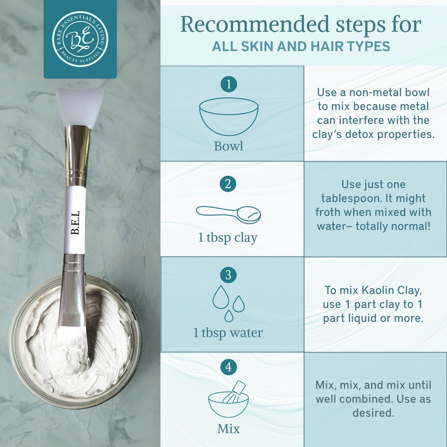Bare Essentials Living - White Kaolin Clay Powder (12oz) 100% Natural White Powdered Clay for Seed Bombs, White Clay Mask, DIY Spa, Soap, Bath Bomb