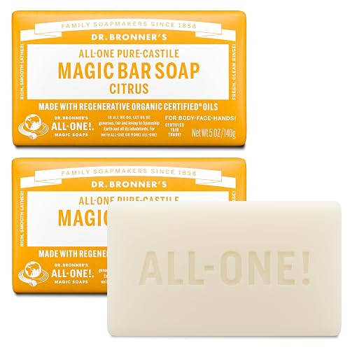 Dr. Bronner's Pure-Castile Magic Bar Soaps - Made with Regenerative Organic Certified Oils - For Face, Body, Hair- Vegan Soap Bars for Men & Women