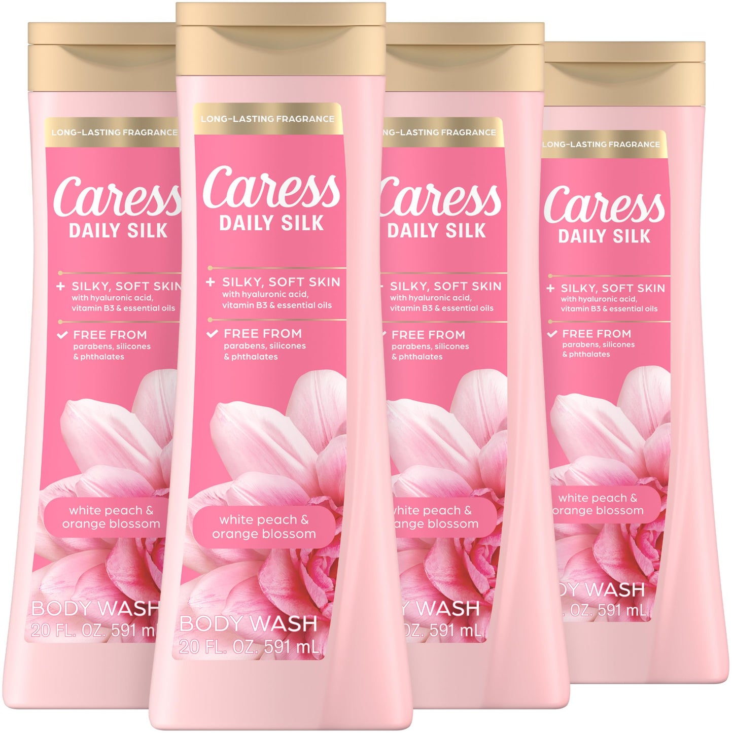 Caress Body Wash for Women, Daily Silk White Peach & Orange Blossom, Shower Gel Body Wash Moisturizing for Noticeably Silky, Soft Skin, 20 fl oz, 4 Beauty and Personal Care Caress Default Title