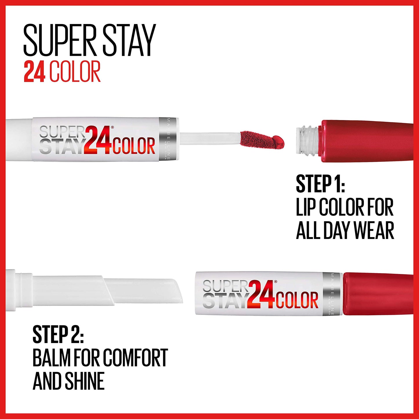 Maybelline Super Stay 24, 2-Step Liquid Lipstick Makeup, Long Lasting Highly Pigmented Color with Moisturizing Balm, Everlasting Wine