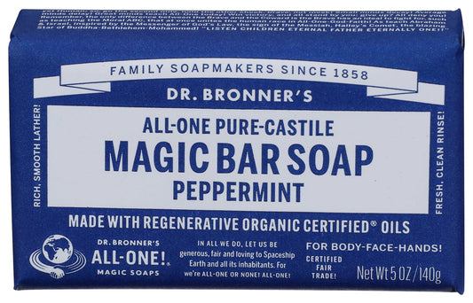 Dr Bronners Magic Soap All One Obpe05 5 Oz Peppermint Dr. Bronner'S Bar Soap Beauty & Personal Care Dr. Bronner's