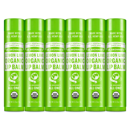 Dr. Bronner’s Organic Lip Balm 6-Pack (.15oz) Natural, Moisturizinging, Petroleum-Free Lip Balm with Beeswax & Avocado Oil for Dry Lips, Men & Women Beauty and Personal Care Dr. Bronner's