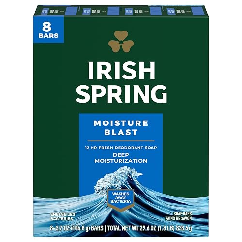 Irish Spring Moisture Blast Bar Soap, 3.75oz 8 Count