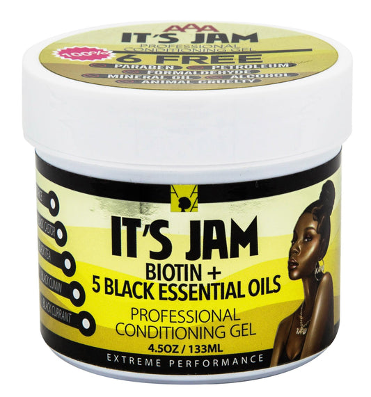 African Anti Aging It's Jam Professional Conditioning Gel With Biotin + 5 Black Essential Oils 4.5 Oz (Pack of 1)
